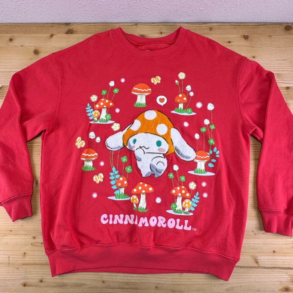 Sanrio Cinnamoroll Mushroom‎ Graphic Sweater Red Size L Hybrid Apparel 2024